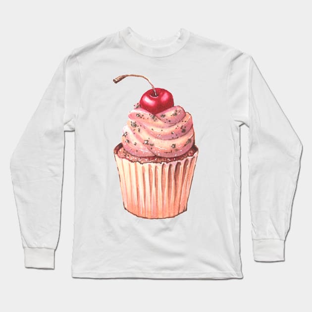 Creamy Cupcake Long Sleeve T-Shirt by illustreline